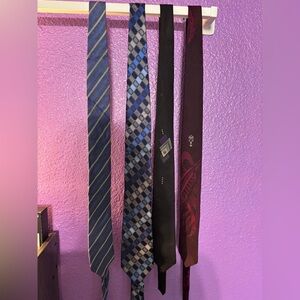 Bundle of four ties. 2 vintage StringBean brand and 2 modern Kenneth Cole brand